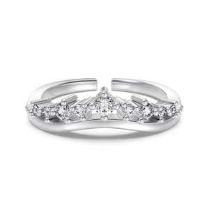 خواتم وعد مفتوحة على شكل تاج ديلام قابلة للتعديل لحفلات الزفاف خاتم فضة إسترليني للنساء - Product Image 1