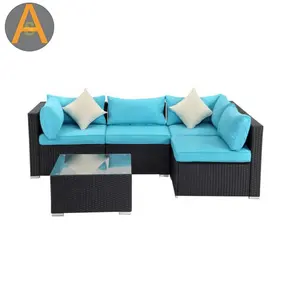 Ngoại thất đồ nội thất L Hình dạng cắt ban công mây vườn đặt ghế sofa ngoài trời chống mưa