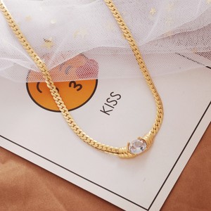 Collar de Cadena Cubana con Colgante de Circonita Moderno Chapado en Oro de 18K, Joyería de Acero Inoxidable para Mujer - Product Image 6