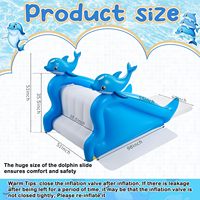 Toboggan aquatique géant gonflable personnalisé de 98 pouces en forme de dauphin - Toboggan aquatique XL, capacité de 100 kg pour les fêtes estivales des adultes