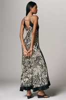Robe longue en satin à bretelles spaghetti, imprimé animal, couleur contrastée, de haute qualité, OEM personnalisée, pour fabricants de vêtements de marque