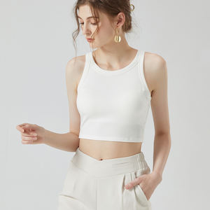 Женский дышащий Повседневный Спортивный укороченный топ со встроенным бюстгальтером, летняя майка, короткая длина, верхняя одежда - Product Image 1