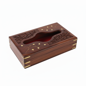 Llamativa caja de pañuelos de madera de almacenamiento múltiple grabado Floral MESA CENTRO DE MESA decoración cajas elegantes para servilletas y pañuelos - Product Image 1