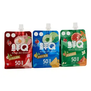 Shantou QingFeng Stand Up Drink Liquid Packaging Bag Print Doypack Paper Spout Pouch Juice Spout Pouch Productor