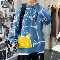 Pull-over à motif animalier color block pour homme, col rond, anti-boulochage, en coton tricoté, vente en gros, directement de l'usine