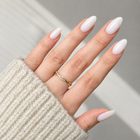 32 pièces de faux ongles à presser en amande blanc laiteux, tailles XS/S/M, longueur moyenne, brillants, personnalisables, en ABS, couverture complète, OEM ODM, vente en gros