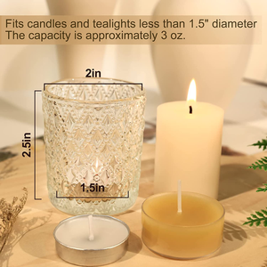 Portavelas de Vidrio Transparente con Relieve, Estilo Nórdico, Resistente al Calor, 3 oz, para Centro de Mesa de Boda - Product Image 6