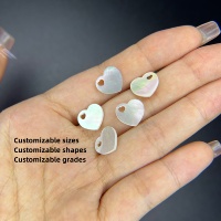 Accessoires de bijouterie en nacre blanche personnalisée de qualité supérieure, forme cœur double plat, Ousibei SA-16, en sachet OPP
