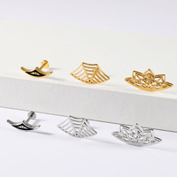 Pendientes de cartílago góticos Freya para mujer, diseño de telaraña de Halloween, mandala geométrica, loto, joyería de piercing de parte trasera plana a la moda