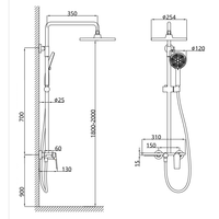 Robinet de douche thermostatique en laiton à commande par touches de piano, mitigeur mural à poignée unique, ensemble de douche pluie ronde pour salle de bain