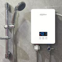 Calentador de Agua Eléctrico Instantáneo de 6000W con Elemento Calefactor de Acero Inoxidable, Potencia Ajustable, Control Táctil LED, Plástico, para Hogar y Hotel