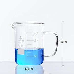 टिंडी लैब 200 मिलीलीटर बोरोसिलिकेट ग्लास ने लैब और रसोई के लिए हैंडल के साथ कम फॉर्म ग्रिफिन बीकर - Product Image 1