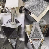 Lampe créative design miroir pour thé, vin et fleur, table d'appoint intelligente sur pied avec côté en verre pour meubles de maison