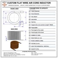 Bobine d'inductance à noyau d'air à fil plat, Inducteur à noyau d'air à courant élevé, Faible DCR, Facteur Q élevé, Taille personnalisée, Fabrication OEM ODM