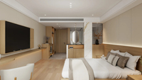 Cadre de lit plateforme en bois minimaliste, design durable, personnalisable pour hôtels, maisons et gîtes