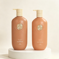 Bouteille en plastique plate HDPE YUERUI, design unique, 400 ml, 500 ml, bouteille de luxe pour shampooing et après-shampooing avec autocollant de logo métallique intégré
