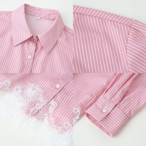 J3537 Abbigliamento <span class=keywords><strong>Donna</strong></span> Trendy, <span class=keywords><strong>Completo</strong></span> Casual a 2 Pezzi con <span class=keywords><strong>Camicia</strong></span> a Maniche Lunghe <span class=keywords><strong>e</strong></span> Shorts con Inserti in Pizzo - Product Image 5