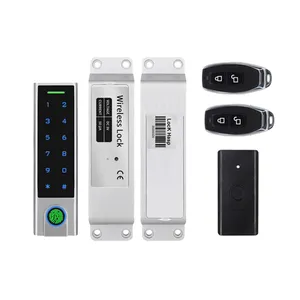 Fingerprint access control keypad rfid reader wireless door lock with remote control and wireless exit button 1000 Users