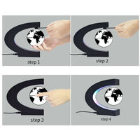 Herramienta de Enseñanza para la Escuela, Globo Terráqueo Magnético Levitante en Forma de C, Globo Terráqueo con Mapa del Mundo para Decoración