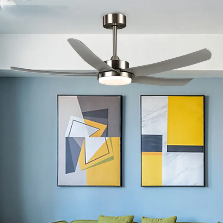 Modern Mute Style 42Inch 52Inch 5 ABS Blades Remote Control Led Ceiling Fan Light