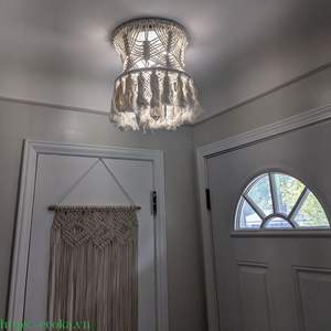 Petit Beau Bohème 100% Coton Macramé Abat-Jour Lustre Tissé Maison Accessoire Décoratif Respirant Trame Tricoté Solides - Product Image 6