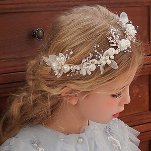 Diadème de princesse en alliage réglable avec cristaux floraux, strass et perles pour <span class=keywords><strong>mariage</strong></span>, fiançailles, bal de promo, photographie - Product Image 2