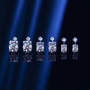 <span class=keywords><strong>Pendientes</strong></span> de tuerca de moissanita <span class=keywords><strong>Super</strong></span> Flash Horn para mujer, de plata de ley chapada en rodio, corte brillante redondo, cuadrilátero, a la moda - Product Image 1