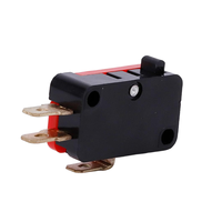 Micro-interrupteur à levier à rouleau de haute qualité, boîtier rouge/noir, 3 broches NC NO COM, interrupteur de fin de course à action rapide 6,3 mm pour équipement électrique.