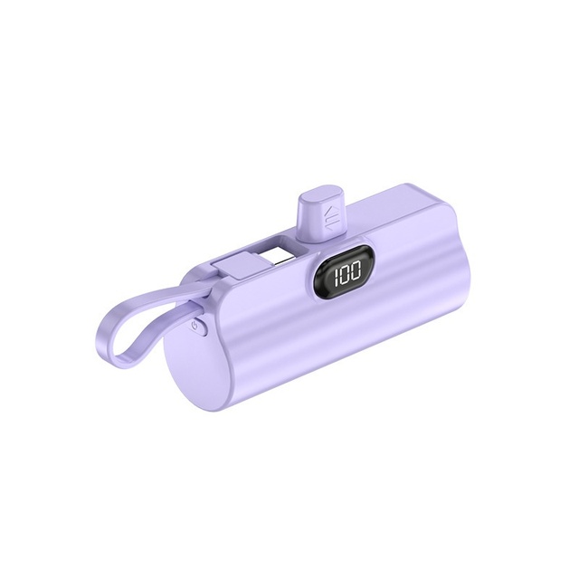 Hot Sale Portable 5000mAh High-Appearance Power Bank with 2 Built-in Cables, Lightweight and Slim Design Logo Printing