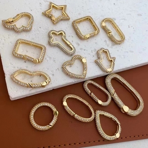 Composants de bijoux plaqués or 18 carats en gros, fermoirs à vis pavés de zircone cubique pour la fabrication artisanale de bijoux DIY - Product Image 3