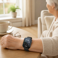 Montre connectée pour personnes âgées GS19 4G GPS, appel vidéo, bouton SOS d'urgence, détection de chute, moniteur de fréquence cardiaque, écran AMOLED IP67
