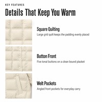 Veste matelassée pour femme, sans col, boutonnée sur le devant, rembourrée de duvet, couleur crème, vêtement d'extérieur pour l'hiver