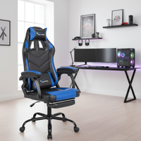 Chaise de jeu ergonomique pivotante de luxe moderne en cuir synthétique avec repose-pieds et structure en acier pour PC Gamer