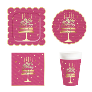DAMAI - Artículos para Fiesta de Cumpleaños, Platos, Servilletas, Vasos y Mantel en Rojo Rosa y Dorado para Fiesta de 21 Cumpleaños, para 8 Personas - Product Image 2