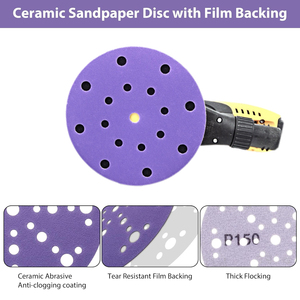 Disque abrasif en céramique de haute qualité 6 pouces disque de ponçage crochet et boucle disques de ponçage en céramique violette pour l'enlèvement de peinture - Product Image 3