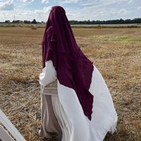 Haute qualité vêtements islamiques frais généraux cravate dos plaine prière écharpe femmes musulmanes Hijab trois couches Niqab Jilbab Long Khimar