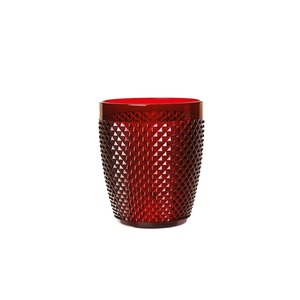 Set di 6 bicchieri in plastica rossa Excelsa da 40 cl con motivo a diamante, stoviglie per feste - Product Image 1
