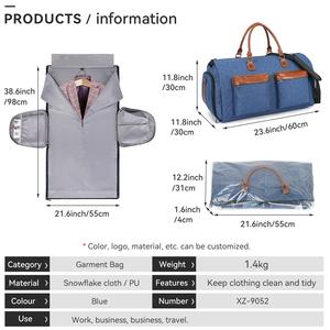 Bolsa de Viaje Plegable Impermeable para Trajes de <span class=keywords><strong>Hombre</strong></span> con Logotipo Personalizado, Bolsa de Lona Resistente para Equipaje de Negocios, Bolsa de Ropa de Cuero de Lujo - Product Image 6