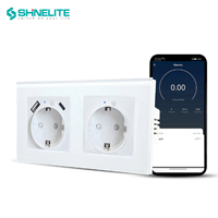 Prise murale intelligente WiFi standard européenne 2 gang avec port de charge USB, contrôle à distance via l'application Tuya, minuterie, prise intelligente