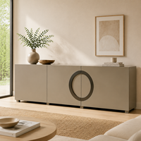 Modernes Minimalistisches Sideboard aus Massivem Eichenholz mit Rundem Griffdesign für Wohnzimmer und Esszimmer Aufbewahrung