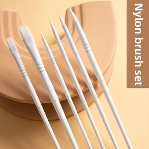 Lot de 4/6 pinceaux aquarelle à tête souple en nylon, pour <span class=keywords><strong>craie</strong></span> à l'eau, à tête ronde et plate, pinceaux à huile, fournitures de peinture pour étudiants - Product Image 1