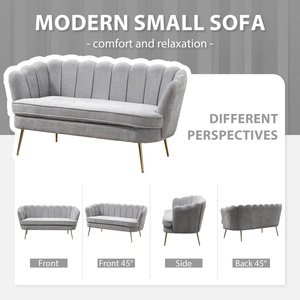 SZ Modern Chenille Loveseat Small <strong>Sofa</strong> <strong>Mini</strong> Room Couch Two-Seater <strong>Sofa</strong> with Gold Metal Legs Small Space Office Studio Apartment - Product Image 3