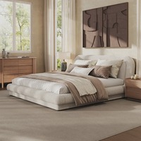 FERLY Cadre de lit rembourré en tissu doux, multi-tailles, mobilier de chambre à coucher, vente chaude