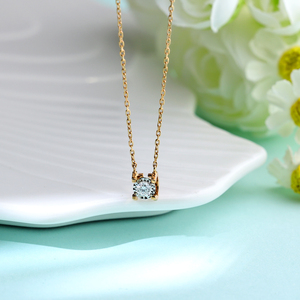 Hand Made Luxury 18K <b>Solid</b> Gold Pendant <b>Necklace</b> Customizable Single Natural Diamond Jewelry Link Chain Daily Wear - Product Image 4