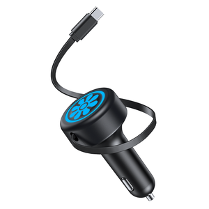 Cargador de coche portátil USB C de 60W, adaptador de encendedor de cigarrillos con carga rápida para teléfono móvil, cargador de coche retráctil con LED. - Product Image 1
