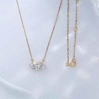 Collier pendentif en or 18 carats avec diamant de laboratoire, motif étoile, frais et simple, taille marquise à quatre griffes, chaînes de mode pour femme, breloque délicate