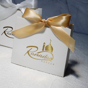 Ramadan Kareem Gift Boxes Satin Bows <strong>Mosque</strong> &amp; Crescent Themed Favor <strong>Containers</strong>, Ramadan Festive Iftar/Suhur Gift Bags - Product Image 4