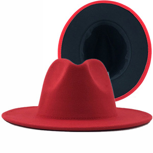 Sombreros <span class=keywords><strong>Fedora</strong></span> de lana de dos tonos para mujer, sombreros <span class=keywords><strong>Fedora</strong></span> de MOTE-ZA27 de alta calidad, ala ancha, blanco y negro, venta al por mayor, 2022 - Product Image 5