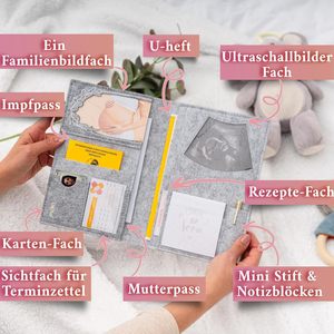 Germany vendita calda custom feltro beige mutterpass pelle famiglia viaggio donne madre porta passaporto portafogli per foto ad ultrasuoni - Product Image 3