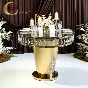 Party Furniture Stainless Steel Center Luxury Weeding Cake <b>Table</b> With Crystal - Product Image 3